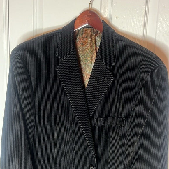 RALPH LAUREN BLACK CORDUROY MEN SUIT JACKET/Blazer. Size 46R - Picture 2 of 8